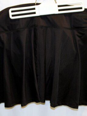 Black Pleated Athletic Tennis Golf Skort Skirt Built In Shorts Zip Pocket XXL